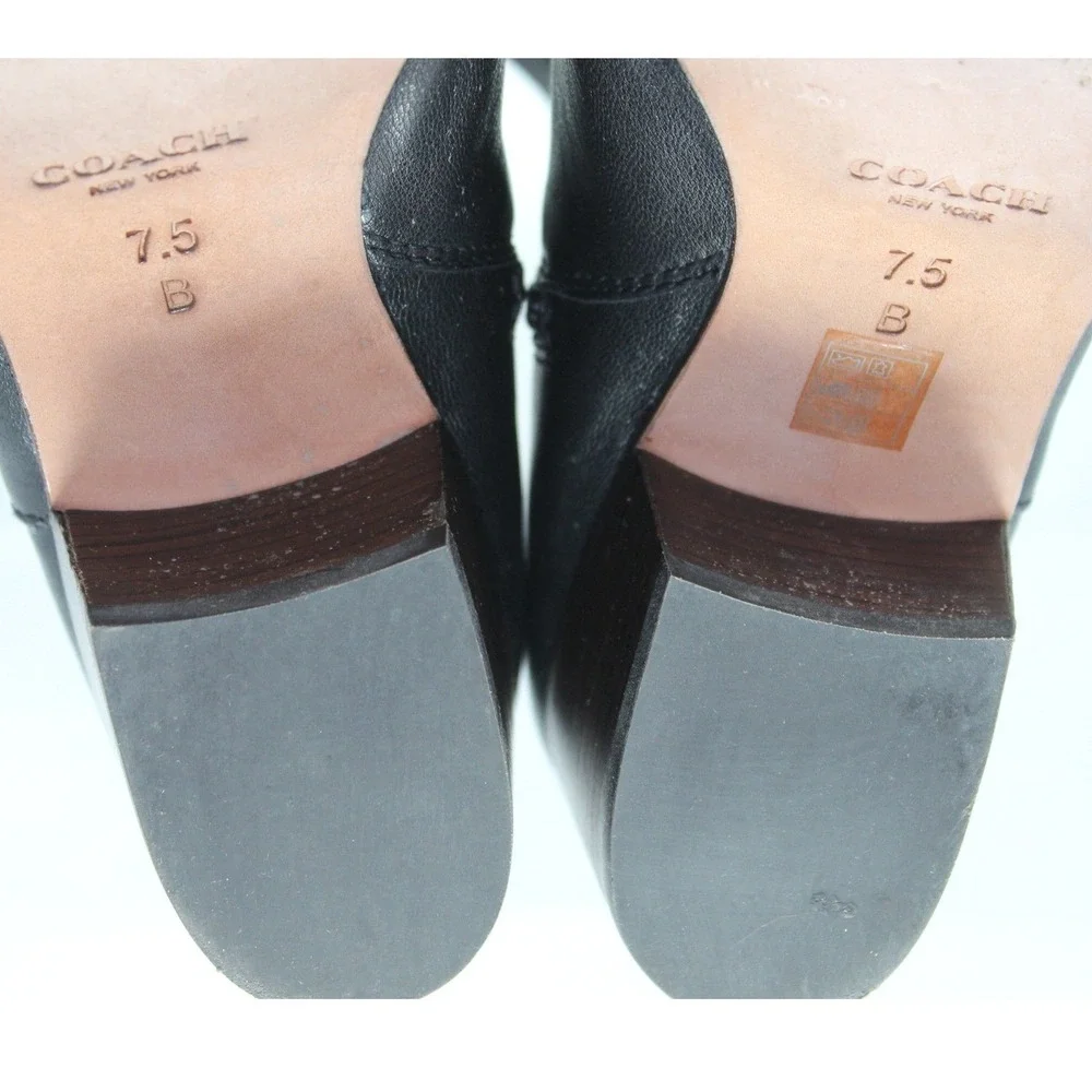COACH Ryer Black Leather Woven Fringe Ankle Boots - Size 7.5 B -‎ Excellent